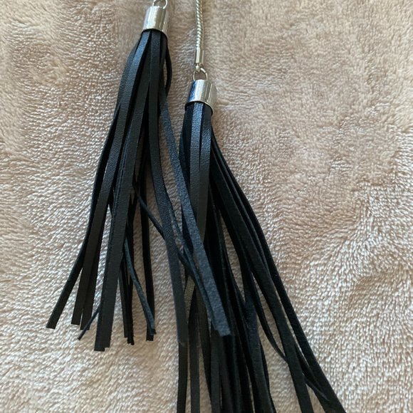 WHBM Silver Necklace with Leather Tassels - Picture 2 of 2